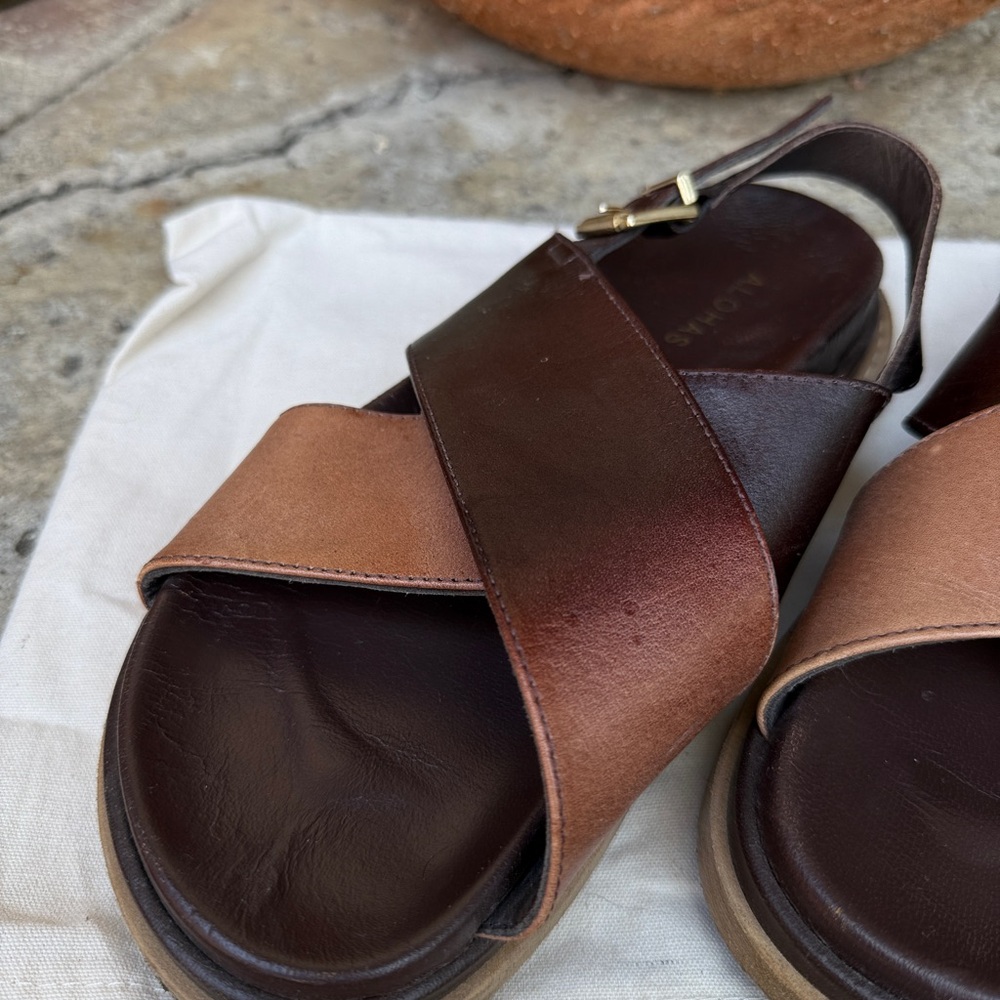 ALOHAS Two-Tone ombré marshmallow Leather slide Sandals - Picture 4 of 6